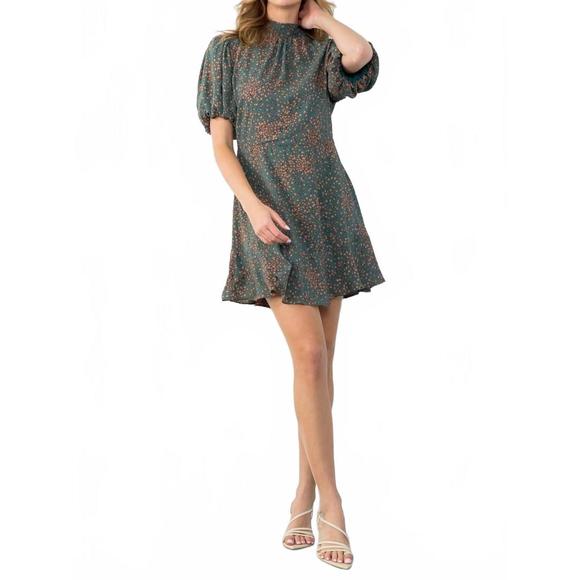 NEW THML ditsy flower dress in teal rose - Picture 4 of 5